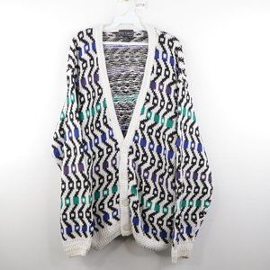 Vintage Abstract Geometric Button Cardigan Sweater